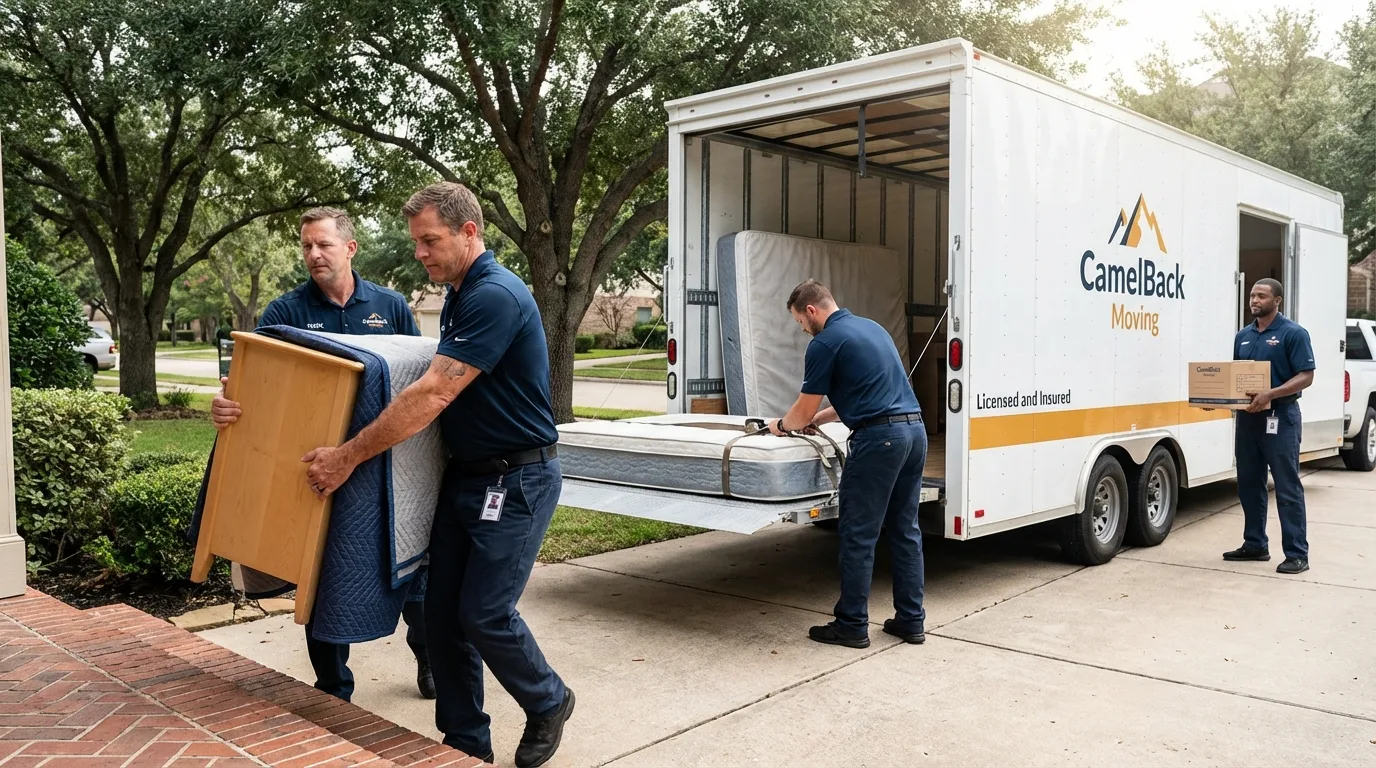 Crew loading residential truck for cross-state move from Cedarhurst, NY
